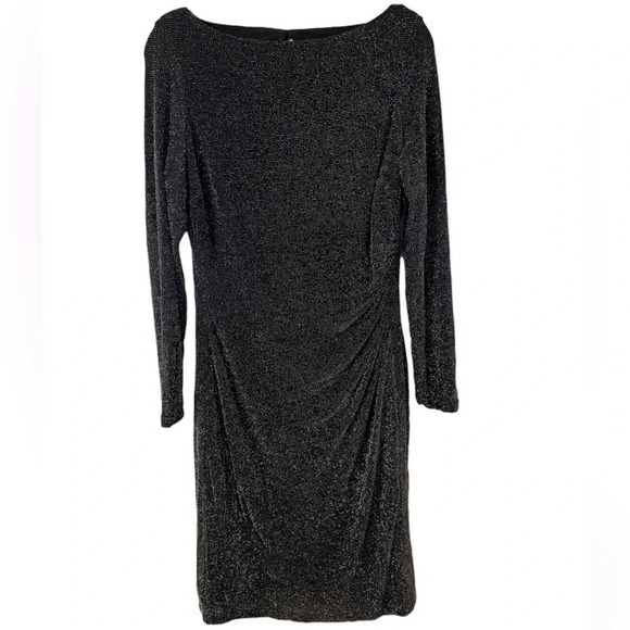 Lauren Ralph Lauren Long Sleeve Ruched Shimmer Dress - Picture 1 of 8
